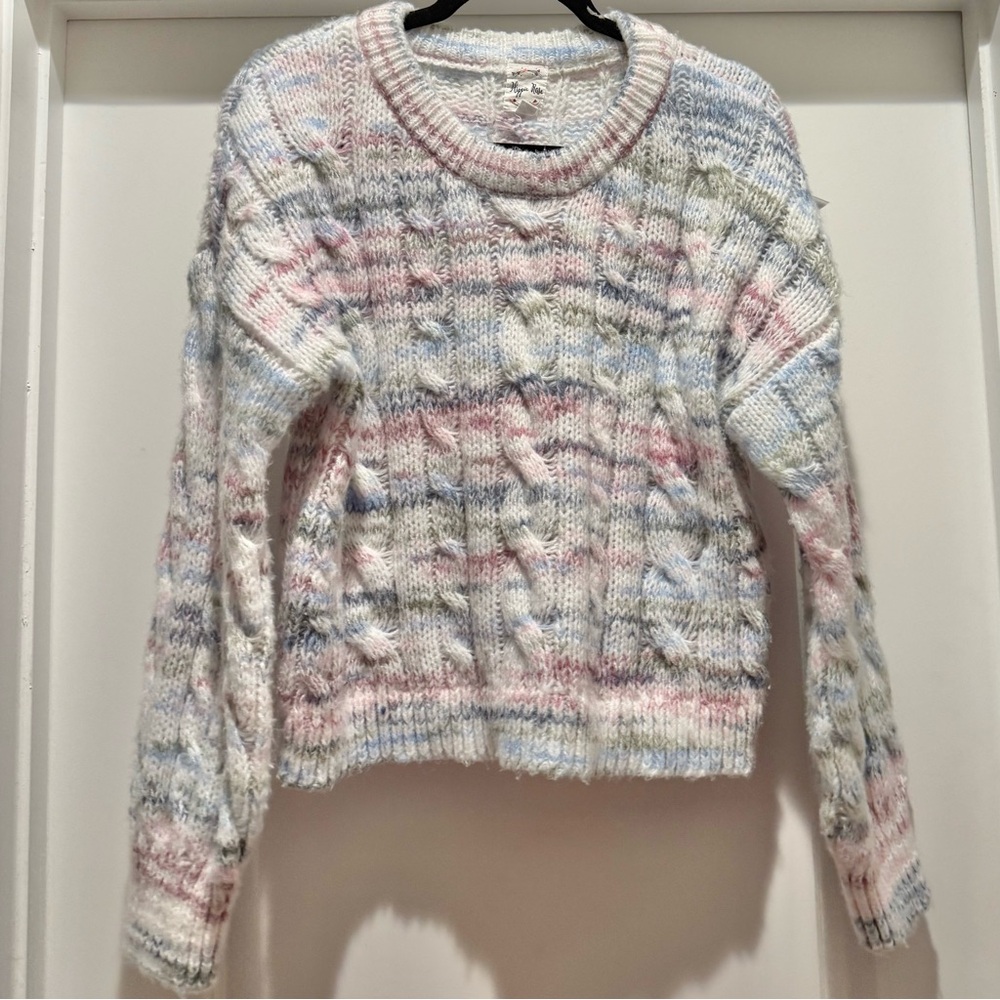 Hippie Rose Pastel Popcorn Knit Sweater Womens Large Textured Chunky Pullover